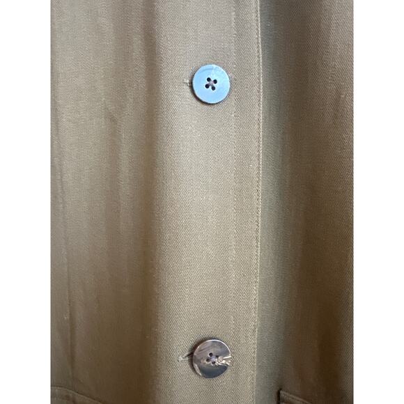 Company by Ellen Tracy Wool Blend Army/ Olive Green Collar Button Down Top - Picture 3 of 11